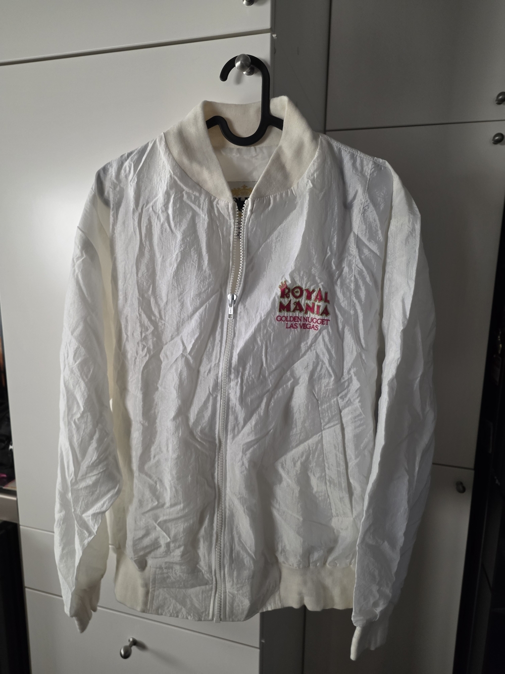 VTG Golden Nugget Casino Las Vegas Royal Mania Windbreaker Jacket White Size M